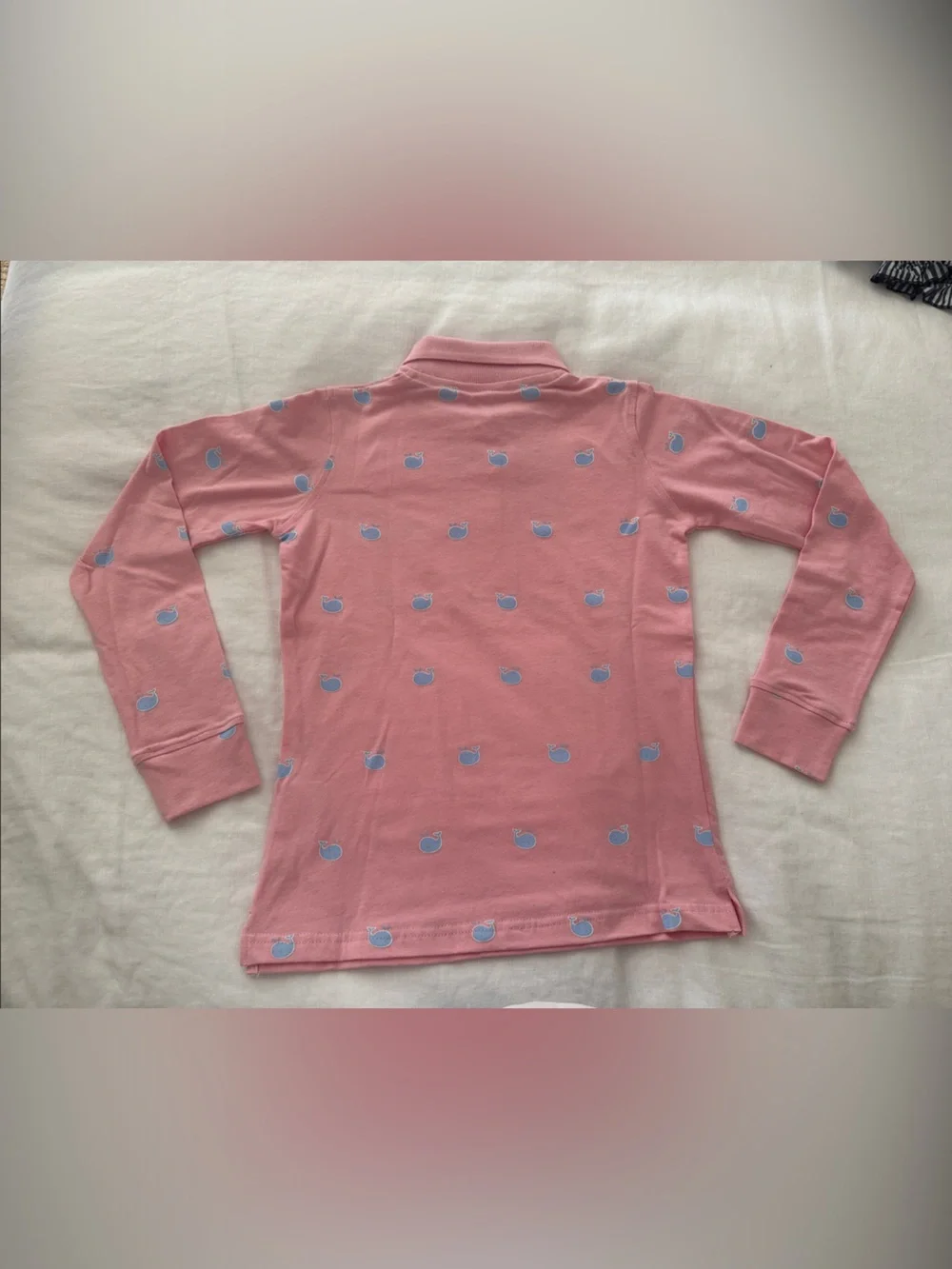 Equine Couture Girls' Pink Long-Sleeve Polo with Blue Whales. Sz S NWT - Picture 4 of 12